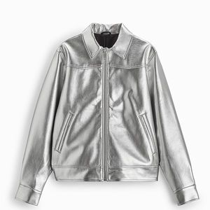 Zara Faux Leather Silver Jacket